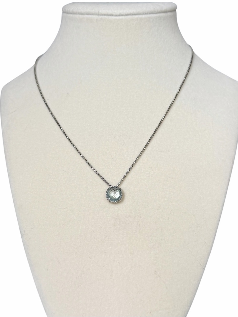 David Yurman Petite Chatelaine Blue Topaz Necklace Sterling Silver 10mm